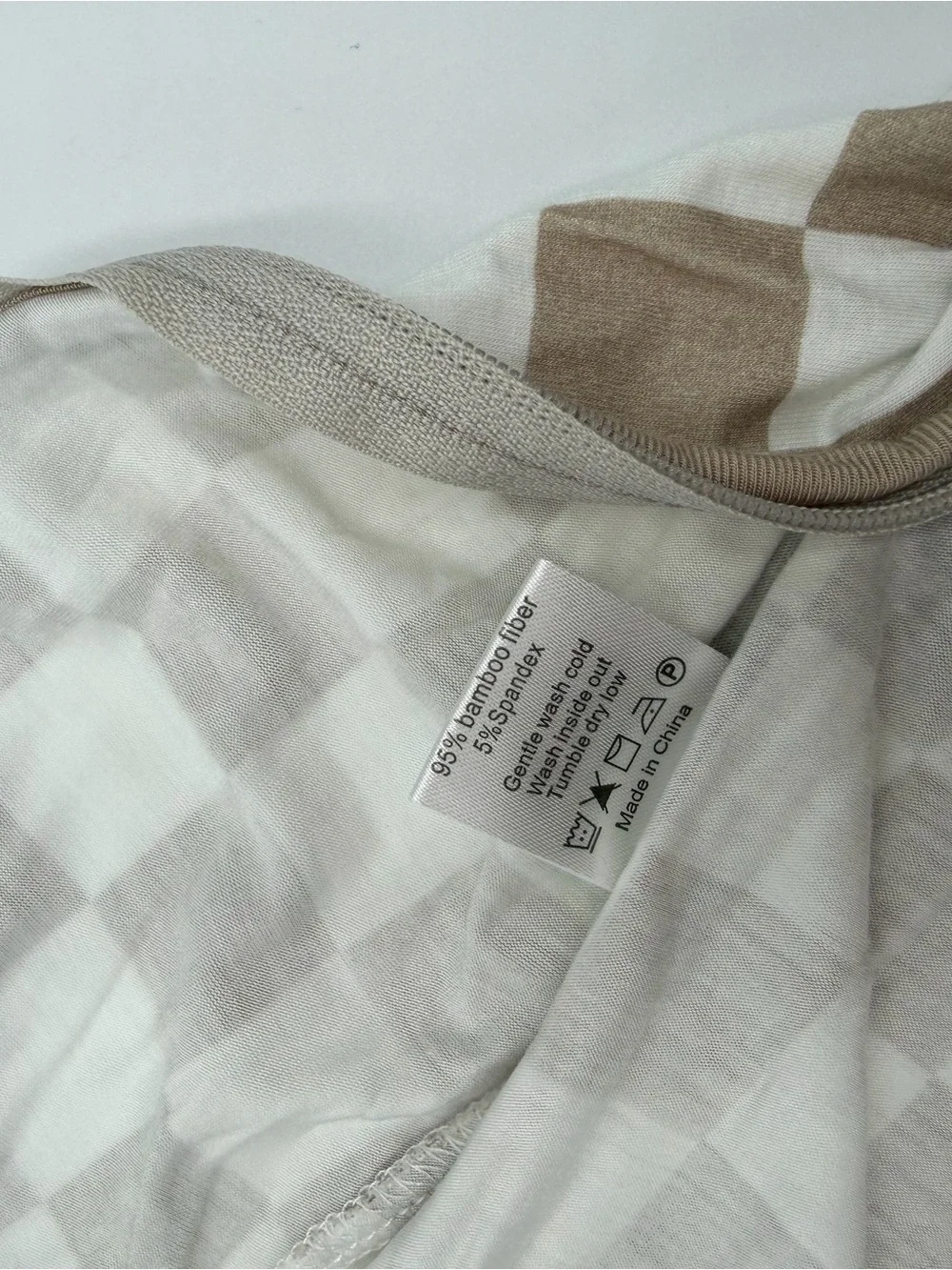 Bamboo Toddler Kids Short Sleeve Zip Romper in Beige Check 12-18 months